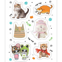 Наклейки "Котики бывают разными" А6 11,5х15см 4 листа в пакете с европодвесом 4Р6н/084836 от магазина "Карандаш"