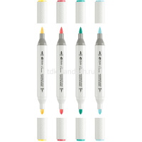 Набор маркеров акриловых двусторонних "Яркие цвета" 4 цв, пулевидный наконечник/кисть от магазина "Карандаш"