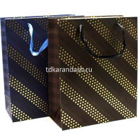 Пакет подарочный "Золотые полосы" 18х23х10см 3 цвета 11525-24 от магазина "Карандаш"