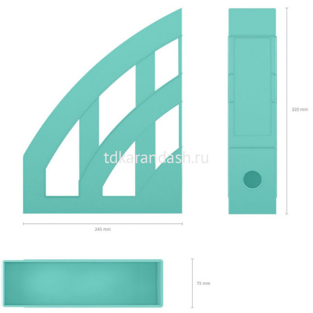 Лоток д/бумаг вертикальный "Office Pastel Mint" ширина 7,5см мятный, пластик 55582 от магазина "Карандаш"