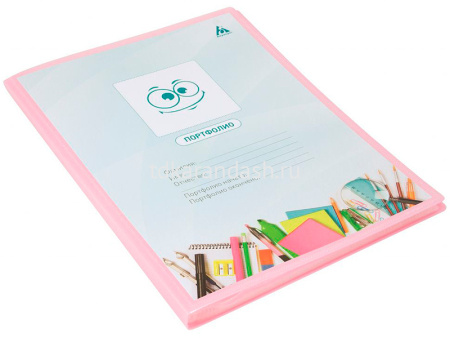 Папка-портфолио универсальное А4 "Gems" 40 файлов пластик 0,7мм с карманом, розовый GEMPP40PIN