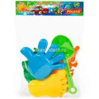 Набор д/песка №371 (совок №7, формочки - 2 динозавра, ладошка, ножка) 35684 от магазина "Карандаш"