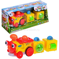 Музыкальная игрушка "Паровозик с 2 вагонами" 27х10см пластик (звук) T107-D1274/1388 от магазина "Карандаш"
