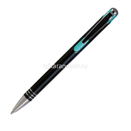 Ручка РШ "Bello" корпус-алюмин.,черный, отделка-гравировка,хром/аква 17BP6003-010-600