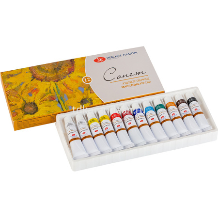 Краски масляные 12 цветов 10мл туба Сонет 2641099 от магазина "Карандаш"