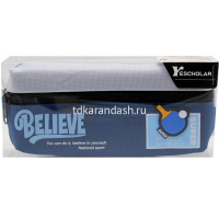 Пенал "Believe" 20,5х9х6см, прямоугольный, 1 отделение, 1 карман, текстиль, с ручкой, серо-синий BD5 от магазина "Карандаш"