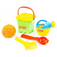 Набор д/песка №169 (ведро, ситечко-крепость, совок №2, грабельки №2, лейка малая , 1 формочка) 5129 от магазина "Карандаш"