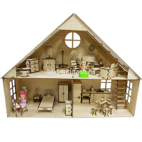 Кукольный дом с мансардой 66х20х50см фанера 010012 от магазина "Карандаш"