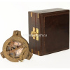 Морской компас 10х10х6см с солнечными часами в деревянном футляре, металл/дерево/стекло TN-24-3716