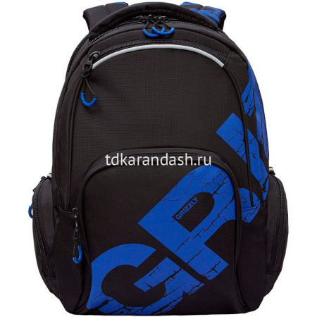 Рюкзак 32х42х22см, 1100гр, 2 отделения, 4 кармана, черный/синий RU-423-14/11 от магазина "Карандаш"