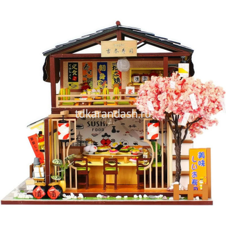 Конструктор "Румбокс. Японское кафе" 22х21х17,5см, 2 этажа (пластик, дерево, свет) M2011 от магазина "Карандаш"