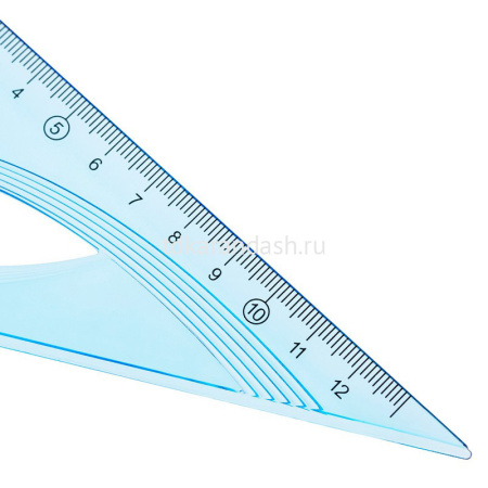 Треугольник 21см прозрачный голубой, градуировка 60 градусов, пластик EH15 от магазина "Карандаш"