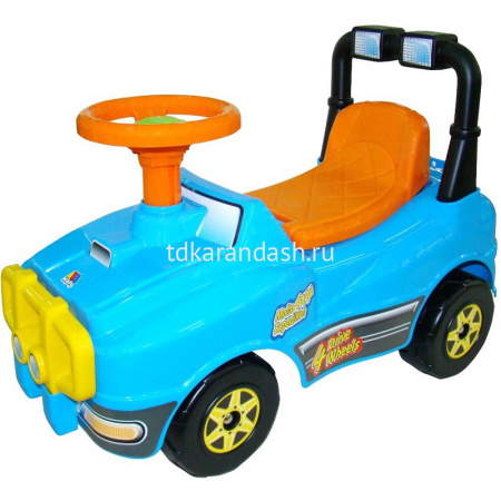 Каталка-автомобиль "Джип №2" 61х29,5х42,5см, голубой, пластик 62871/62819