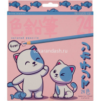 Карандаши 24 цвета "Kawaii animals" круглые, пластиковые, картон, 4 вида 30-0129 от магазина "Карандаш"