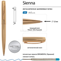 Ручка шариковая "Sienna" 1,0мм синяя, автомат, металлический корпус золото 20-0355 от магазина "Карандаш"