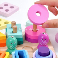 Игра логическая "Рыбалка-Пирамидка" 22х15см 36 деталей, дерево XJ4095 от магазина "Карандаш"