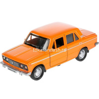 Машина "Жигули. Ваз-2106" оранжевая, инерционная, металл 12см, двери (открывающиеся двери) от магазина "Карандаш"