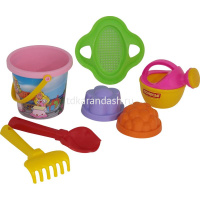 Набор д/песка №228 (ведро малое, ситечко-цветок, совок №2, грабельки, лейка малая, 2 формочки) 0559 от магазина "Карандаш"