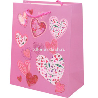 Пакет подарочный "Сердца" 18х23х10см 3 вида 3151 M от магазина "Карандаш"