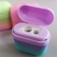 Точилка 2 отв. "Iridescent" 55х50х23мм с контейнером, пластик софт-тач, 3 цвета KR973395 от магазина "Карандаш"