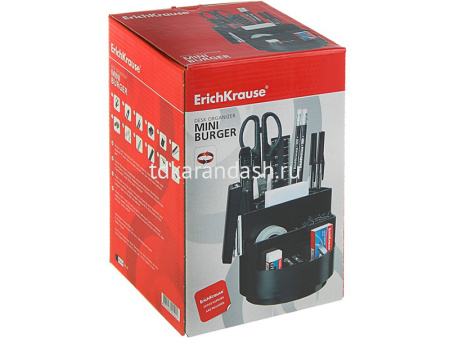 Набор настольный "Мини-Бюргер" 20х13х13см 14 предметов, вращающийся, пластик, чёрный 95 от магазина "Карандаш"