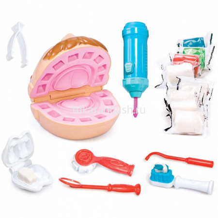 Набор д/лепки из теста 4 цвета 50гр. 8шт. "Доктор Зуб" (макет головы, бормашина, аксессуары) TA1041 от магазина "Карандаш"