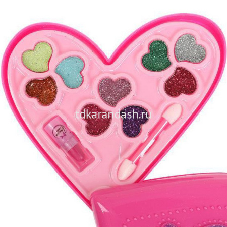 Косметика для девочек "Сердце" (тени для век, помада, блеск для губ, заколки, аппликатор) от магазина "Карандаш"