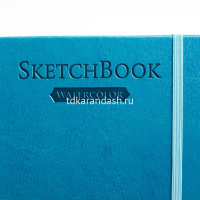 Скетчбук 14,5х14,5см 20л 300г/м2 акварельная бумага, 100% хлопок, на резинке,твер.обложка, бирюзовый от магазина "Карандаш"