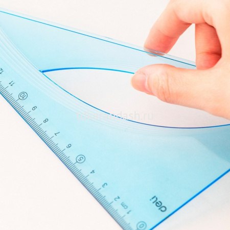 Треугольник 21см прозрачный голубой, градуировка 45 градусов, пластик EH14 от магазина "Карандаш"