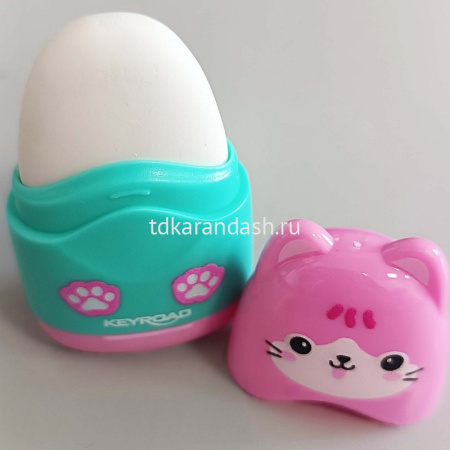 Точилка 1 отв. "Cute Cartoon" 60х35х20мм с ластиком и контейнером, пластик, 3 вида KR980092 от магазина "Карандаш"