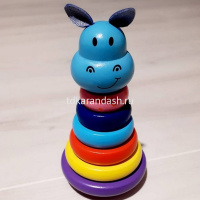 Пирамида-неваляшка "Бегемот/Сова" 15х9,5см дерево Y6194-17 от магазина "Карандаш"