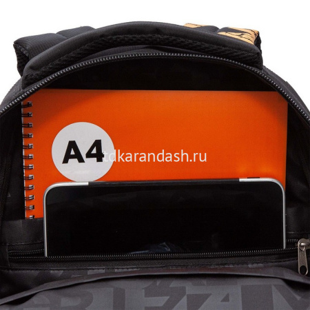 Рюкзак 32х42х22см, 1100гр, 2 отделения, 4 кармана, черный/темно-желтый RU-423-14/10 от магазина "Карандаш"