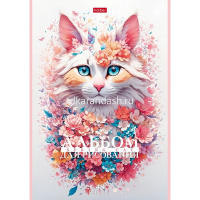Альбом для рисования А4 48л "Spring cat" на скобе, пластиковая обложка, 5 дизайнов 087324 от магазина "Карандаш"