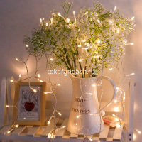 Эл/гирлянда 50 желтых диодов длина 5м, шнур белый, 2 режима (на батарейках) Y10686-24 от магазина "Карандаш"