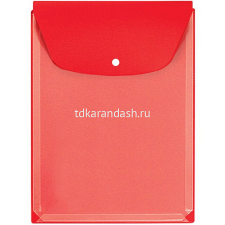 Папка-конверт на кнопке А4 пвх, вертикальная, с расширением 2,5см, красная 2920-102