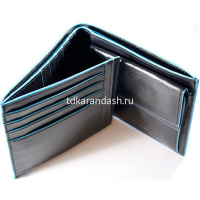 Кошелек "Blue Square" 12,5х9,5х2,5см 1 отделение, черный, натуральная кожа PU1240B2/N от магазина "Карандаш"