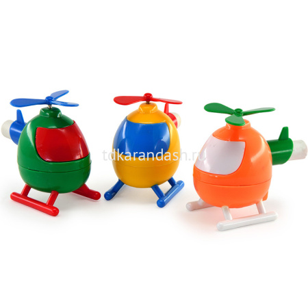 Точилка 1 отв. "Вертолетик" с контейнером и ластиком, пластик, 3 цвета 35-0016