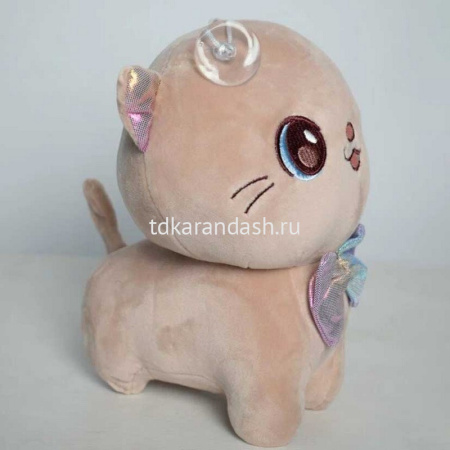 Котенок с бантом 23см кофейный BW2393 от магазина "Карандаш"