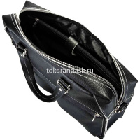 Сумка 400х280х105мм 1 отделение, 3 кармана, черная, натуральная кожа S.35.CD. от магазина "Карандаш"