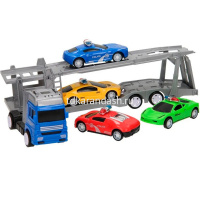 Трейлер "Полиция" пластик 30х5х6см (в комплекте 4 машинки 8см) LT355518 от магазина "Карандаш"