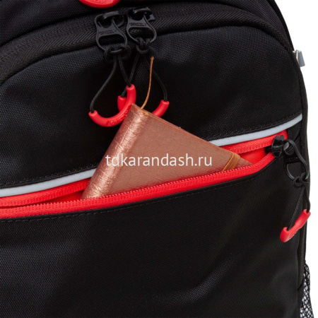 Рюкзак 28х39х17см 943гр, 2 отделения, 3 кармана, с сумкой для обуви, черный/красный RB-458-1/2 от магазина "Карандаш"