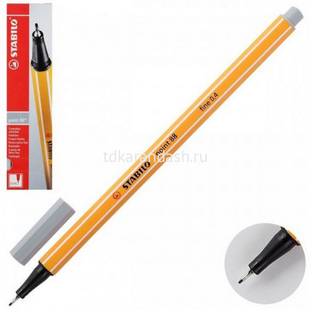 Ручка капиллярная "Stabilo point" 0,4мм серая холодная 88/95