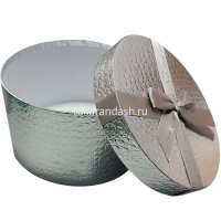 Коробка подарочная с бантом "Серебро" 17х17х9,5см, круглая, картон 11472-24 от магазина "Карандаш"
