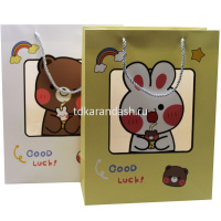 Пакет подарочный "Good luck" 19,5х24,5х9,5см с прозрачным окном 3 цвета 11449-24 от магазина "Карандаш"