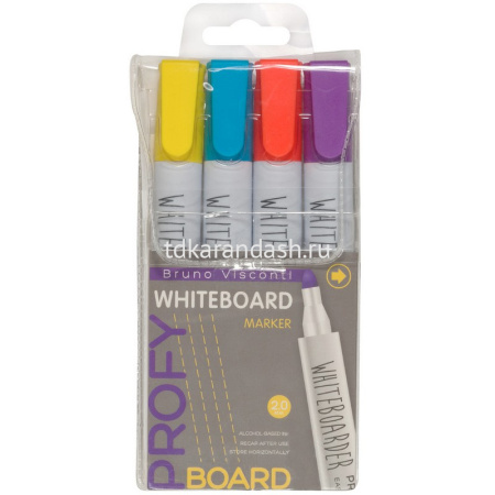 Набор маркеров для белой доски "Profyboard" 4шт, пулевидный наконечник, толщина линии 2,0мм 22-0141