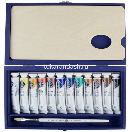 Краски масляные 12 цветов 18мл туба Мастер Класс (палитра, 1 кисточка) 11431896 от магазина "Карандаш"