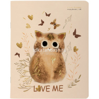 Тетрадь А5 48л клетка "Love me. Friends" на скобе матовая ламинация Soft Touch, фольга 7-48-1394 от магазина "Карандаш"