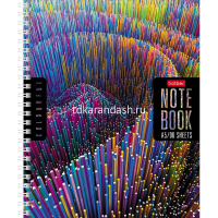 Тетрадь А5 96л клетка "Colorful line" на спирали, многоцветный срез, перфорация на отрыв 4 дизайна от магазина "Карандаш"