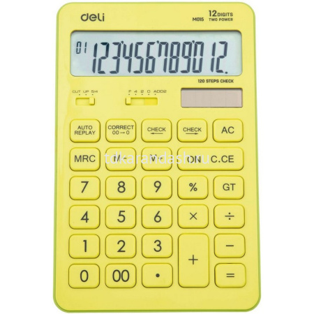 Калькулятор 12 разрядов "Touch" 170х108х15мм желтый EM01551