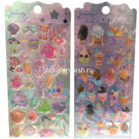 Наклейки гелевые ассорти 9х20,5см 6 видов Y10905-24 от магазина "Карандаш"